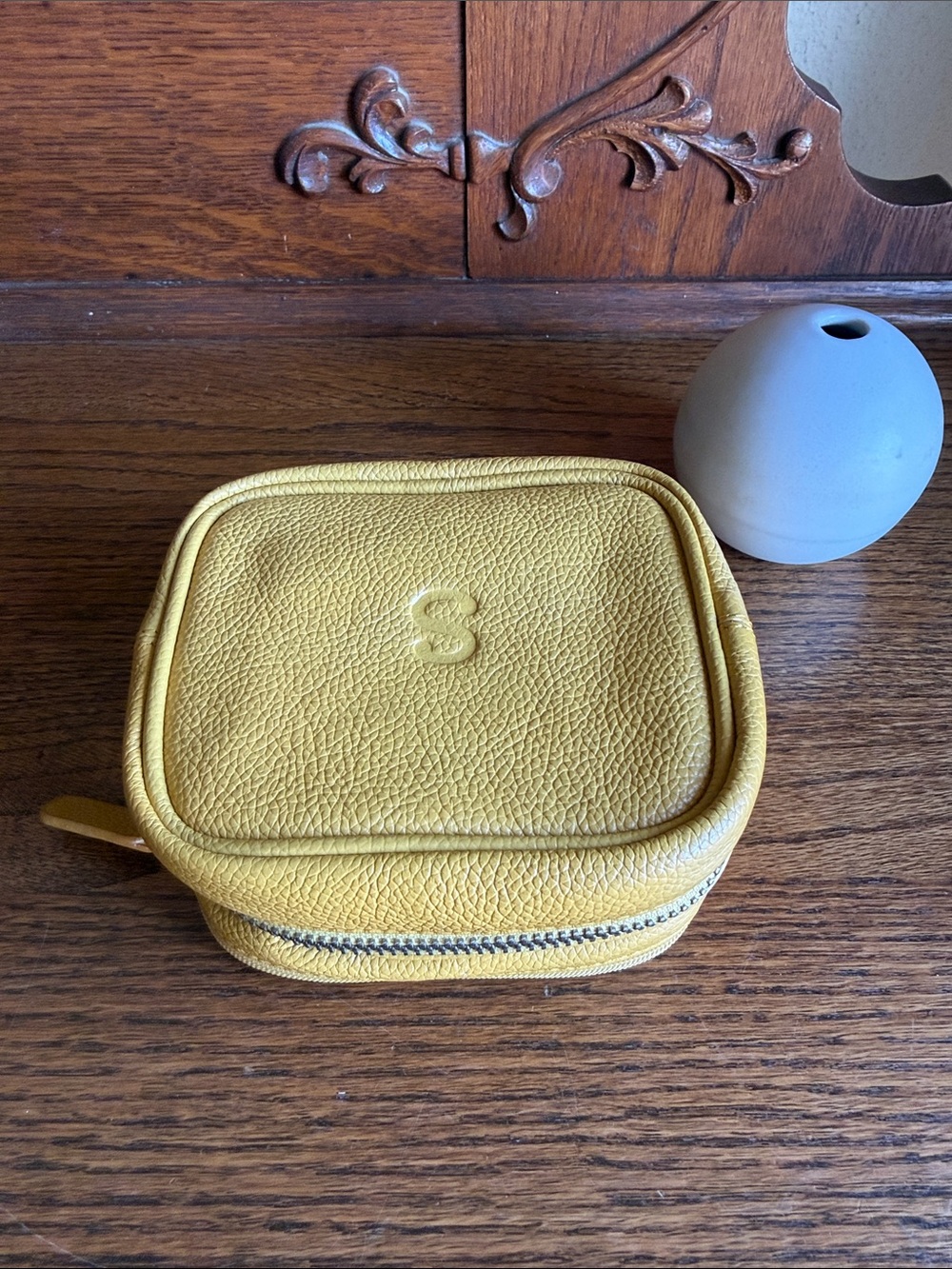 Sundance Leather Jewelry Case Yellow Travel 6 Pockets Microsuede Lining Expandab
